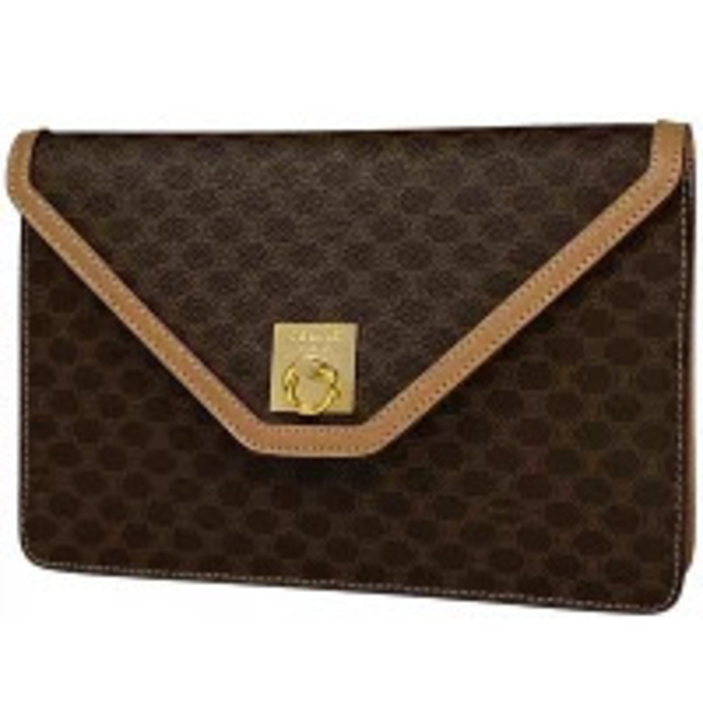 Celine Macadam clutch bag hand held all over canvas brown